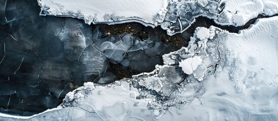 Poster - Springtime river with ice and cracks ideal for a copy space image