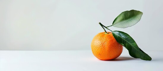 Aufkleber - A ripe mandarin fruit displayed on a white backdrop with ample copy space image