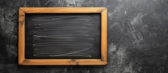 Fototapete - Educational concept illustrated with blackboard featuring a wooden bamboo frame including copy space image