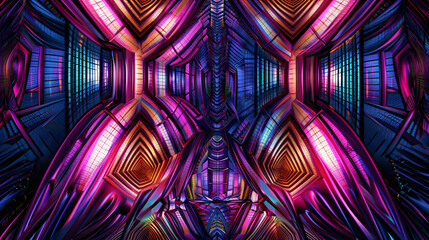 Leinwandbilder - Sophisticated metallic design featuring purple and gold hues creating a futuristic abstract backdrop