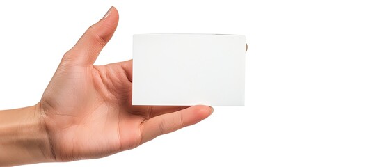 Aufkleber - Isolated on a white background a hand holding a card Suitable for use as a copy space image
