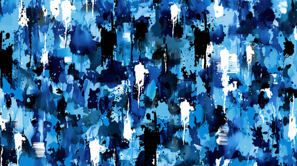 Poster - Energetic and lively abstract artwork showcasing a dynamic mix of blue and white paint splatters