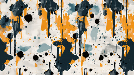 Poster - Modern and artistic design with black and yellow paint dripping on abstract background