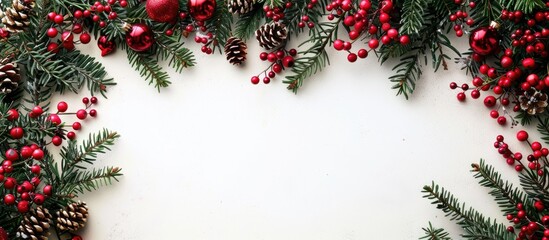 Fototapete - Festive Christmas decor with a blank area for adding text or images known as a copy space image