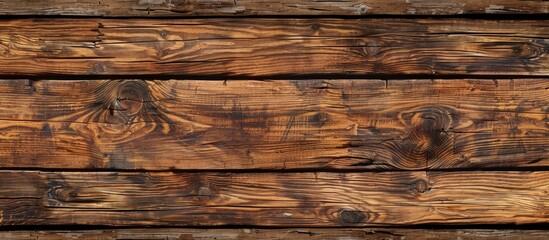 Aufkleber - Rustic brown wooden texture background with a long panoramic layout suitable for copies with an image. Creative banner. Copyspace image