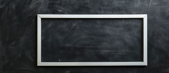 Aufkleber - Long banner with a white rectangular frame on a textured blackboard background containing a copy space image