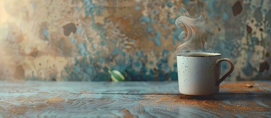 Aufkleber - Kickstart your morning with a steaming cup of coffee and a captivating copy space image