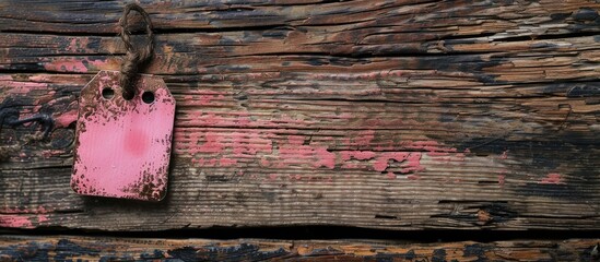 Leinwandbilder - Vintage style name tag in pink on textured wood paper background with space for writing ideal for displaying text or graphics. Creative banner. Copyspace image