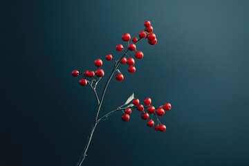 red berries on blue background