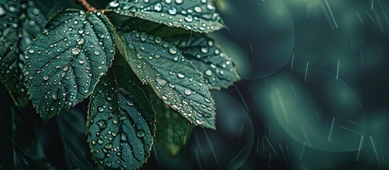 Aufkleber - A leaf with raindrops on it providing copy space image scenery