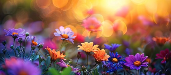 Aufkleber - Vibrant flowers blossoming outside with copy space image