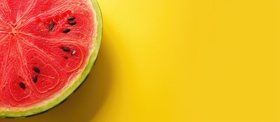 Sticker - Yellow background with copy space image featuring a watermelon