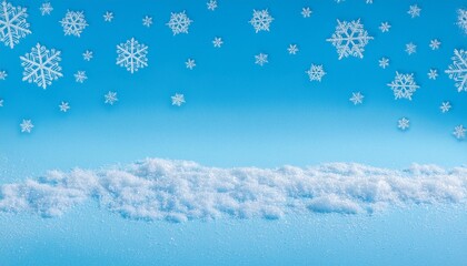 Wall Mural - Blue winter background with snow and snowflackes.