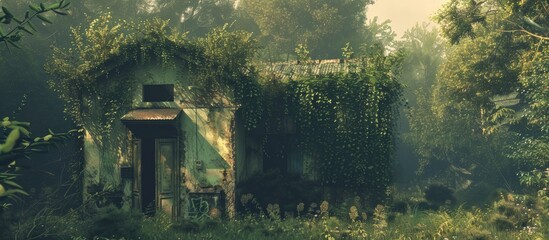 Aufkleber - The neglected structure was dirty overrun with weeds and ideal for adding text with copy space image