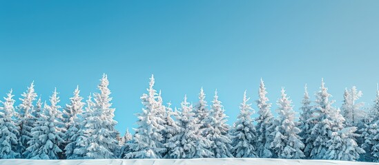 Aufkleber - After a winter snowstorm snow draped trees stand out beautifully against the clear blue sky in this picturesque copy space image