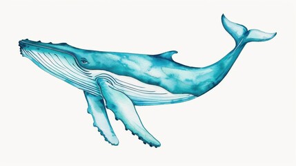 Poster - A playful humpback whale in vibrant watercolor, bringing charm and joy to any oceanthemed project or decor.