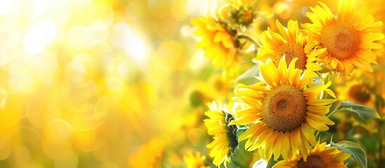 Aufkleber - Sunflowers blooming elegantly with a vibrant backdrop ideal for a copy space image