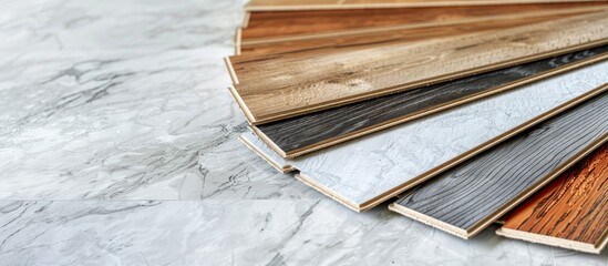 Aufkleber - Luxury PVC vinyl flooring stack with copy space image available for interior designers