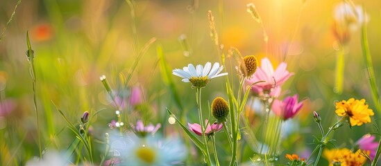 Aufkleber - Meadow wild flower in bloom with selective soft focus for a copy space image