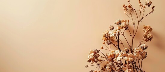Poster - Dry flowers on a plain backdrop with copy space image