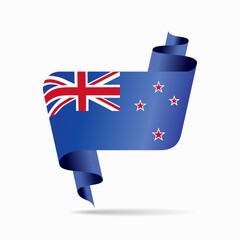 Wall Mural - New Zealand flag wavy ribbon background. Vector illustration.