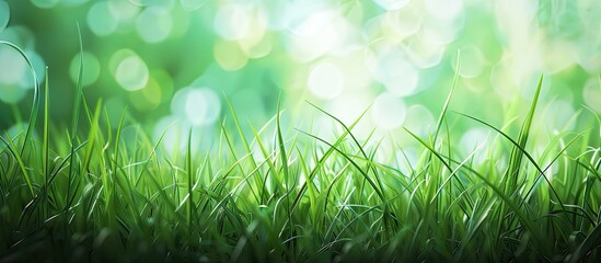 Wall Mural - background of vibrant green grass with copy space image
