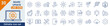 © Yunus - Gears line icon set. Set of 30 outline icons related to gears, control, tool, system. Linear icon collection. Gear update outline icons collection. Editable stroke. Vector illustration.