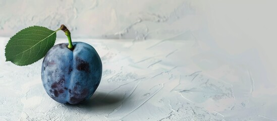 Poster - Copy space image showcasing a ripe plum
