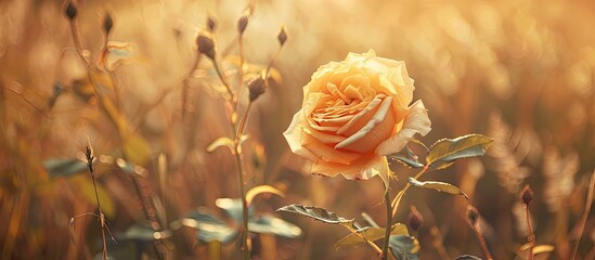 Poster - A yellow rose in a field with copy space image