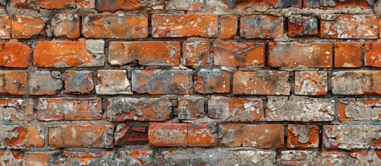 Aufkleber - Weathered red brick wall texture seamless and aged creates a backdrop with a rustic charm for designs and text with a copyspace image