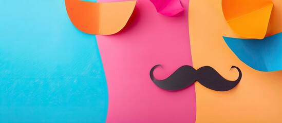 Poster - Father s Day celebration concept with paper decorations against a colorful backdrop features copy space image