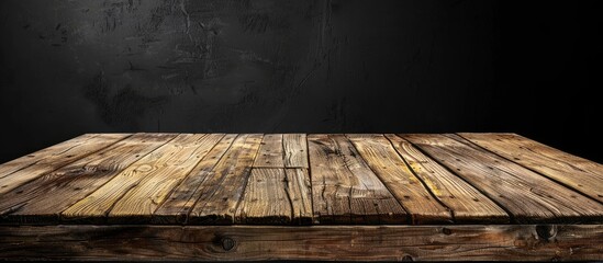 Poster - Table made of wood providing background for an image with empty space for text or design known as a copy space image