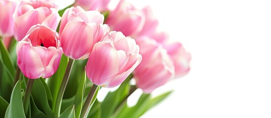 Aufkleber - Background with pink tulips copy space image