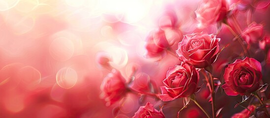 Sticker - Floral abstract background featuring lovely red roses with a soft blur effect ideal for showcasing copy space image