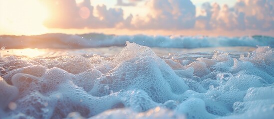 Leinwandbilder - Seascape with sea foam in the background ideal for travel concepts with copy space image