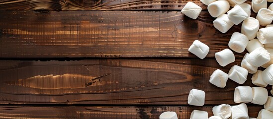 Aufkleber - Wooden backdrop with marshmallows offering a copy space image for customization