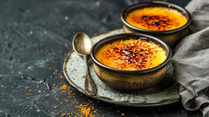 Two Bowls on a Plate with a Spoon