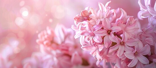 Aufkleber - A soft pink hyacinth flower creates a beautiful background with ample copy space image
