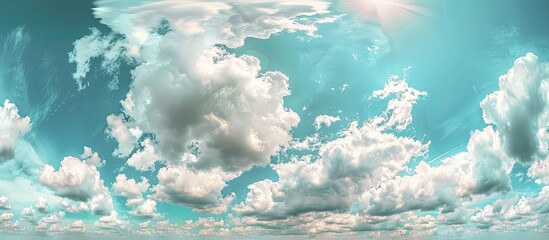 Wall Mural - Panoramic view of a summer sky filled with beautiful clouds suitable as a design element with copy space image available