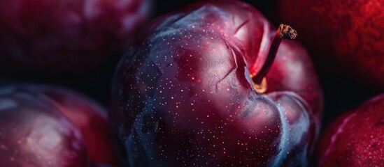 Poster - Copy space image showcasing a ripe plum