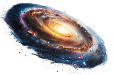 spiral galaxy with millions of shining stars isolated on transparent background
