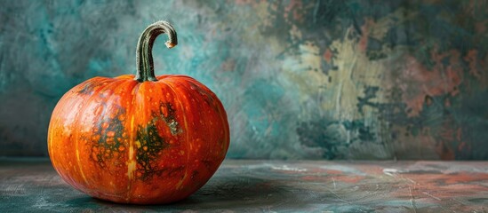 Poster - A vibrant ripe pumpkin showcasing freshness ideal for a healthy diet in a studio copy space image