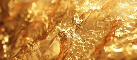 Aufkleber - Background with a shiny golden leaf texture resembling gold foil perfect for copy space image