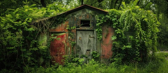 Aufkleber - The neglected structure was dirty overrun with weeds and ideal for adding text with copy space image