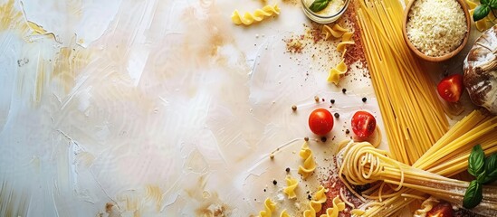 Aufkleber - Pasta and ingredient frame with copy space image