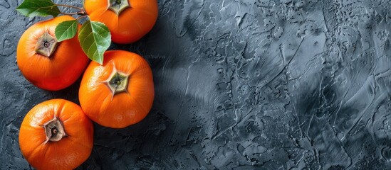 Aufkleber - Persimmons are a nutritious tropical fruit that can be a healthy addition to any meal ideal for photography with copy space image