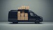 © Chanagun - delivery or movers service van full of cardboard boxes for fast delivery and logistic shipments concepts with empty mockup copyspace area