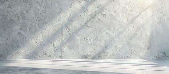 Poster - Empty exterior concrete wall with sunlight reflection texture providing a white paint room background with a rough surface ideal as a backdrop for product presentations featuring light and shadow ami