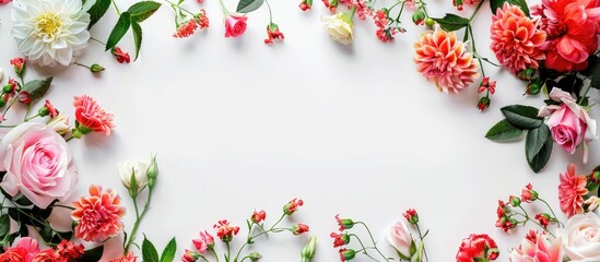Poster - Floral arrangement on a white surface for adding text with a copy space image