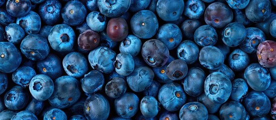 Wall Mural - Top view of fresh blueberries illustrating a healthy diet concept Copy space image available